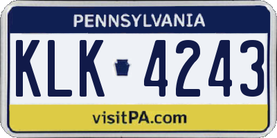 PA license plate KLK4243