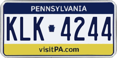 PA license plate KLK4244
