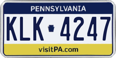 PA license plate KLK4247