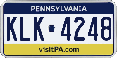 PA license plate KLK4248