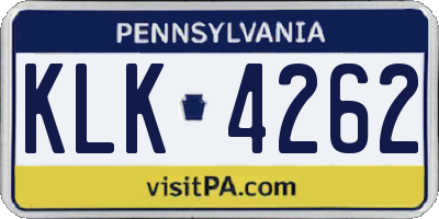 PA license plate KLK4262
