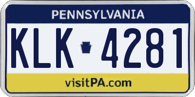 PA license plate KLK4281