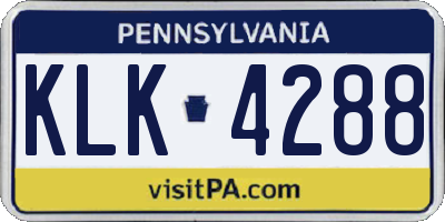 PA license plate KLK4288