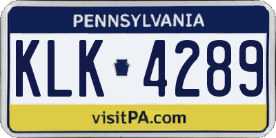 PA license plate KLK4289