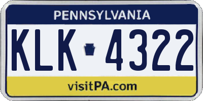 PA license plate KLK4322