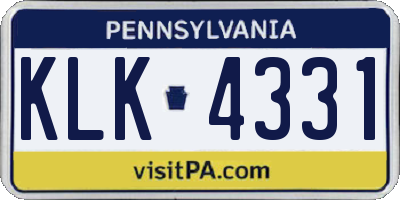 PA license plate KLK4331