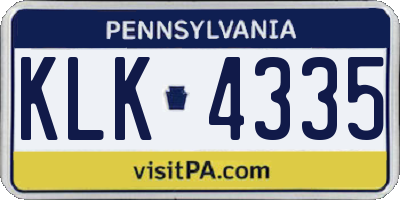 PA license plate KLK4335