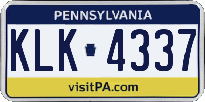 PA license plate KLK4337