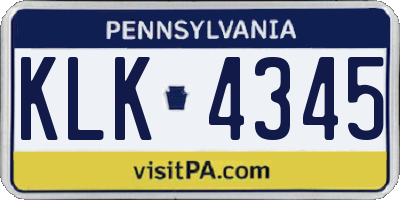 PA license plate KLK4345