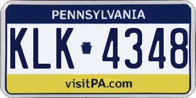 PA license plate KLK4348