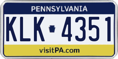 PA license plate KLK4351