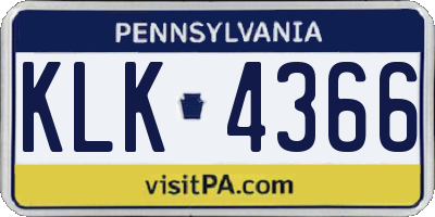 PA license plate KLK4366