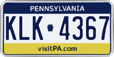 PA license plate KLK4367
