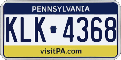 PA license plate KLK4368