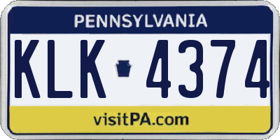 PA license plate KLK4374