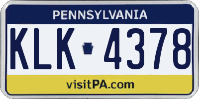 PA license plate KLK4378