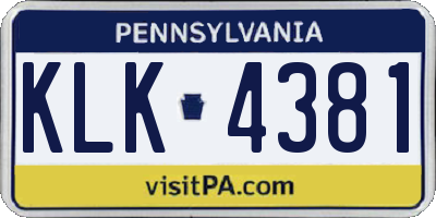 PA license plate KLK4381