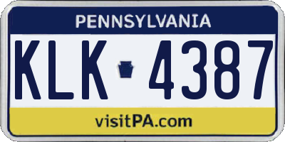 PA license plate KLK4387