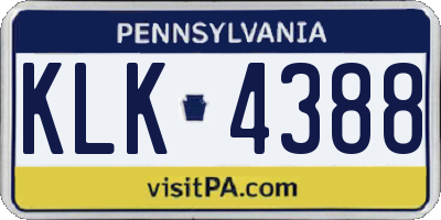 PA license plate KLK4388