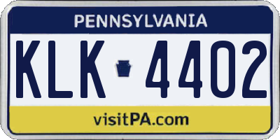 PA license plate KLK4402
