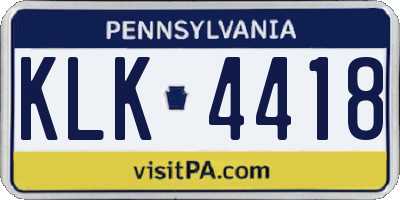 PA license plate KLK4418