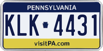 PA license plate KLK4431