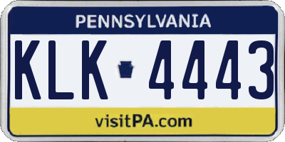 PA license plate KLK4443
