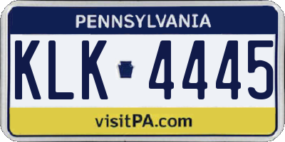 PA license plate KLK4445