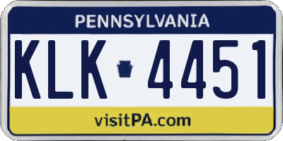 PA license plate KLK4451