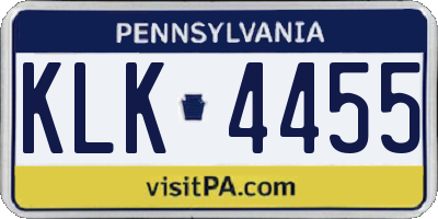 PA license plate KLK4455