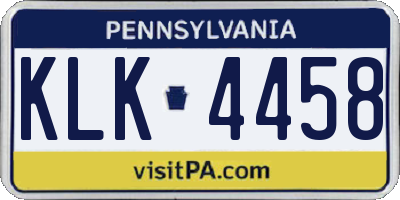 PA license plate KLK4458