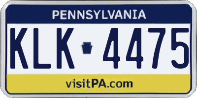 PA license plate KLK4475
