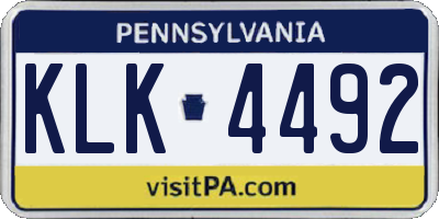 PA license plate KLK4492