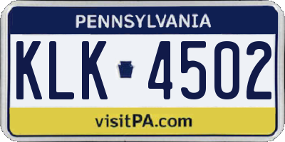 PA license plate KLK4502