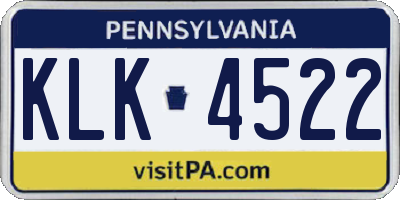 PA license plate KLK4522