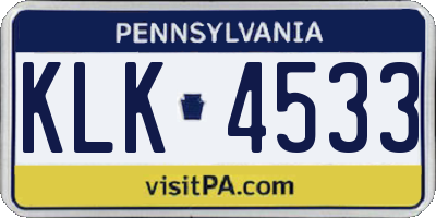 PA license plate KLK4533