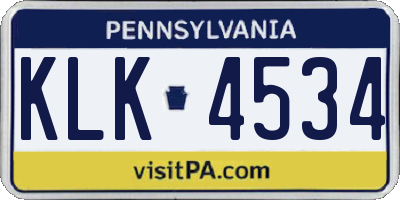 PA license plate KLK4534