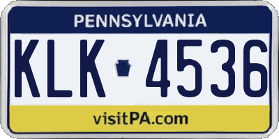 PA license plate KLK4536