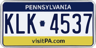 PA license plate KLK4537