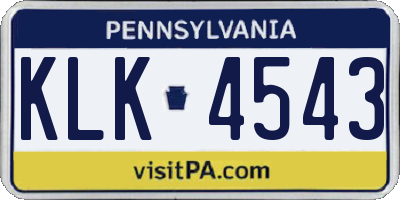 PA license plate KLK4543