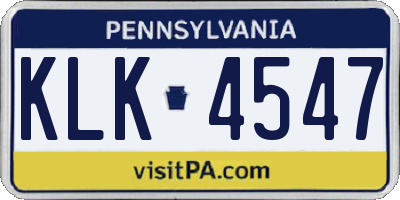 PA license plate KLK4547