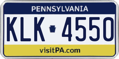 PA license plate KLK4550