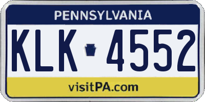 PA license plate KLK4552
