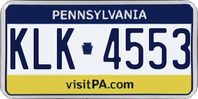 PA license plate KLK4553