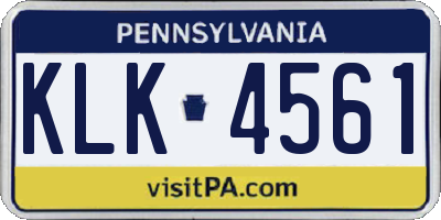 PA license plate KLK4561
