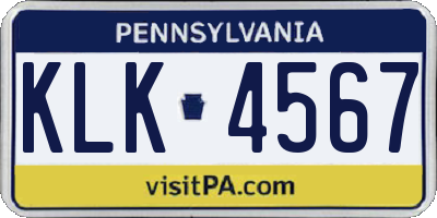 PA license plate KLK4567