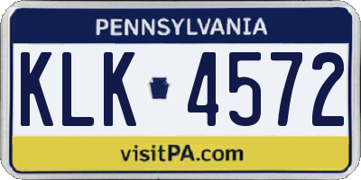 PA license plate KLK4572