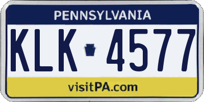PA license plate KLK4577