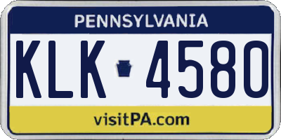 PA license plate KLK4580