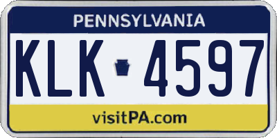 PA license plate KLK4597
